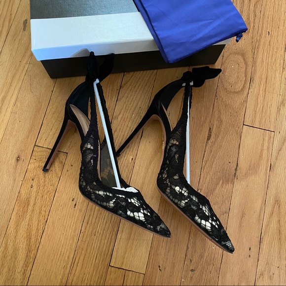 Aquazzura Black Lace Heels - Picture 4 of 8